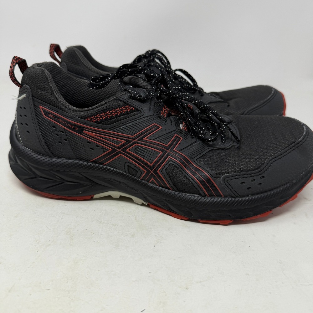 ASICS Running Shoes Mens 8 Gel-Venture 9 Black Cherry Tomato 1011B486 EUC